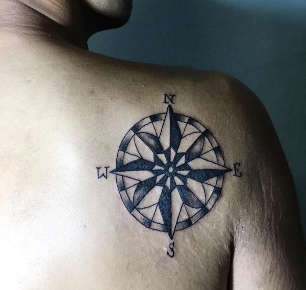 Kompass am Schulterblatt der Männer