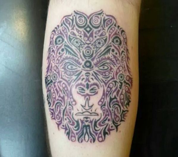 Mandala Affe Tattoo Design am Unterschenkel