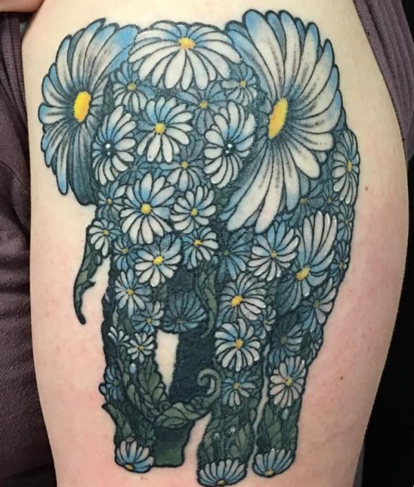Gänseblümchen Elefant Tattoo Design