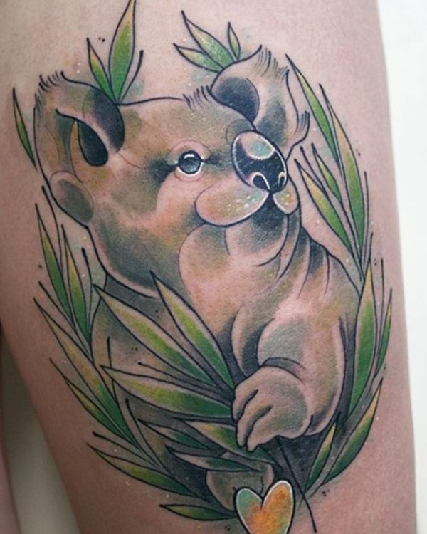 Koala Tattoo am Oberschenkel