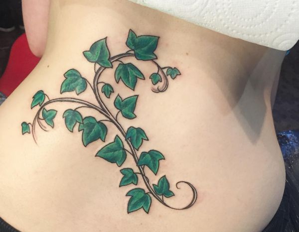 Efeu Tattoo Design am Unterer Rücken für Frauen