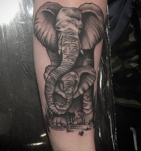 Elefantenfamilie Design auf dem Arm