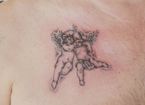 Engel und teufel tattoo motive Türaufkleber Engelchen
