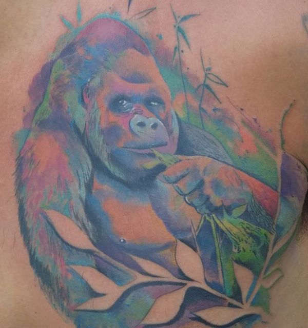 Tattoo Wasserfarben Gorilla Design