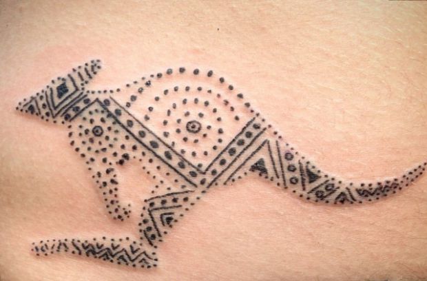 Tribal Känguru Tattoo Design Schwarz