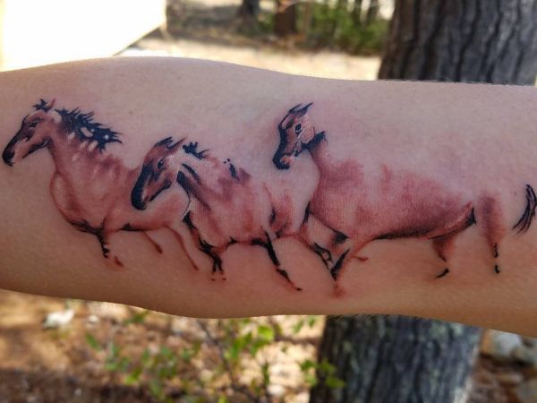 Drei Pferde Tattoo auf dem Arm