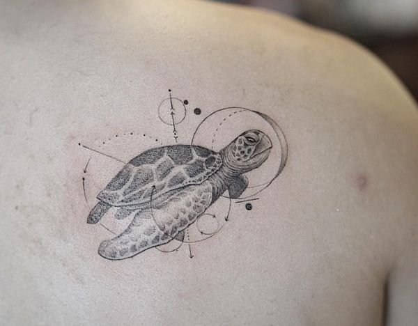 Abstract Schildkröten Design am Rücken