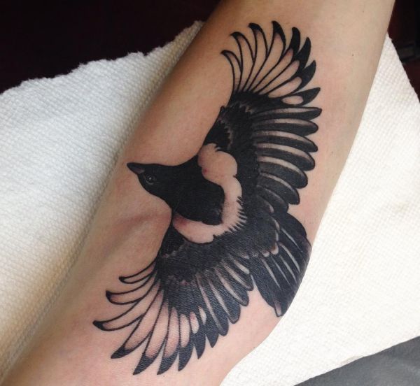 Elster Tattoo auf dem Arm