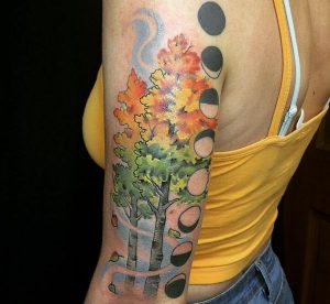 Espe (Zitterpappel)- Bäume Tattoo am Oberarm