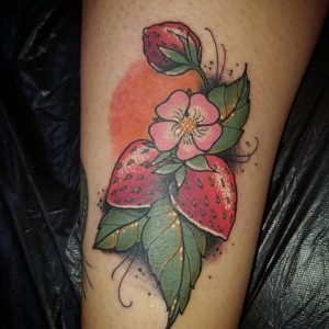 Erdbeere mit Blume Design