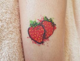 Wasserfarben Erdbeere Tattoo Design