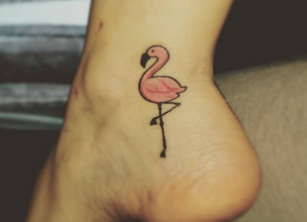 Kleine Flamingo am Knöchel