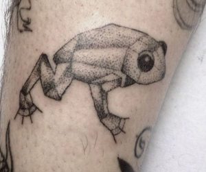 Frosch Tattoo auf der Bein Schwarz und weiß