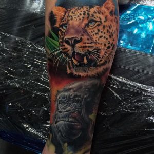 3D Jaguar und Gorilla Tattoo Design