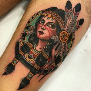Indianer Girl auf der Bein