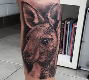 Tattoo Realistisch Känguru Design auf der Bein