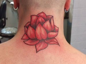 Rosa Lotus Tattoo Nape Männer