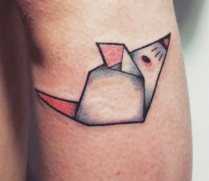 Origami Maus Tattoo Design auf der Bein
