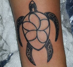 Tribal Schildkröten Tattoo Design auf der Bein