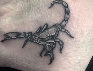 Kleiner Skorpion Tattoo auf Hand