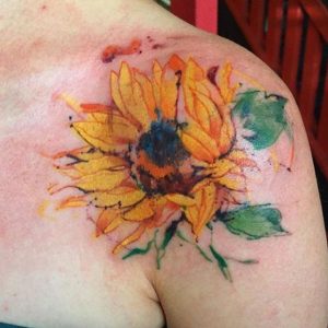 Wasserfarben Sonnenblumen Tattoo Design