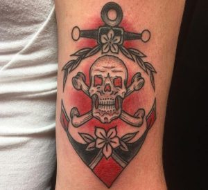 Totenkopf mit knochen Pirat Tattoo