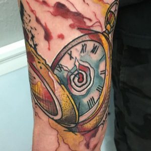 Aquarell Uhr Design auf dem Arm